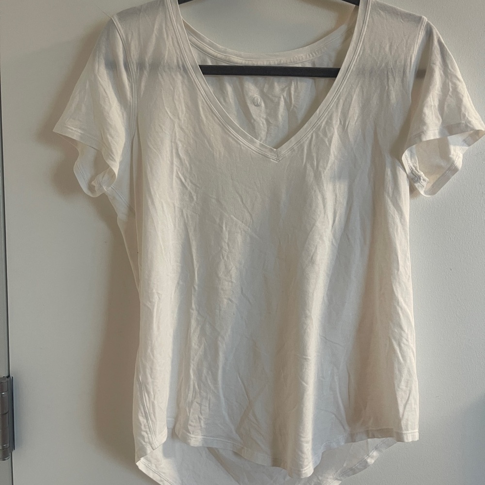 Women’s athletic white t-shirt.